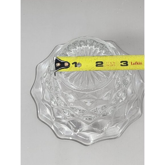 Vntg Pressed Glass Clear Textured Bowl With Diamond Pattern Wavy Rim‎ Design MCM - Picture 8 of 8